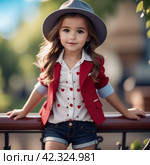 Милая девочка в шляпе | Cute little girl wearing a hat. Стоковое AI-изображение, AI-художник Данил Рыбаков / Фотобанк Лори