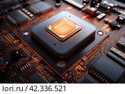 Central Computer Processors CPU chip. Стоковое AI-изображение, AI-художник Михаил Коханчиков / Фотобанк Лори