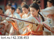 Dance Rituals for Good Luck in China. Стоковое AI-изображение, AI-художник Юрий Поздников / Фотобанк Лори