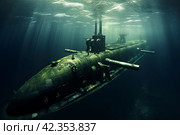 Maneuverable Military submarine. Generate Ai. Стоковое AI-изображение, AI-художник Иван Рябоконь / Фотобанк Лори
