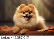 Animated Pomeranian dog cooling off. Generate ai. Стоковое AI-изображение, AI-художник Иван Рябоконь / Фотобанк Лори