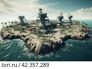 Imposing Prison island buildings. Generate Ai. Стоковое AI-изображение, AI-художник Иван Рябоконь / Фотобанк Лори