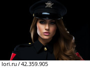 Provocative Sexy woman police uniform street portrait. Generate Ai. Стоковое AI-изображение, AI-художник Иван Рябоконь / Фотобанк Лори