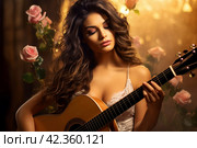 Graceful Beautiful singer woman. Generate ai. Стоковое AI-изображение, AI-художник Иван Рябоконь / Фотобанк Лори