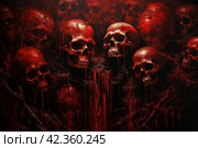 Eerie Skull creepy blood demons. Generate Ai. Стоковое AI-изображение, AI-художник Иван Рябоконь / Фотобанк Лори
