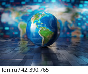 Global Connectivity and Data Exchange Concept. Стоковое AI-изображение, AI-художник Кирилл Черезов / Фотобанк Лори