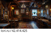 Restaurant, cafe in Russian style,    Generative AI. Стоковое AI-изображение, AI-художник Анна Кривицкая / Фотобанк Лори
