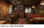 Restaurant, cafe in Russian style,    Generative AI. Стоковое AI-изображение, AI-художник Анна Кривицкая / Фотобанк Лори