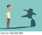 Man Casting a Pinocchio Shadow. Стоковое AI-изображение, AI-художник Кирилл Черезов / Фотобанк Лори