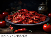 Shriveled Dry peppers tomatoes. Generate Ai. Стоковое AI-изображение, AI-художник Иван Рябоконь / Фотобанк Лори