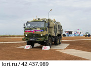 Военная техника.Командно-штабная машина Р-149 АКШ1 на шасси КАМАЗ в парке «Патриот». )Средняя Ахтуба, Волгоградская область, Россия. (2022 год). Редакционное фото, фотограф Андрей Цыганков / Фотобанк Лори