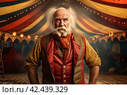 Bold Circus tent arena performer old man. Generate Ai. Стоковое AI-изображение, AI-художник Иван Рябоконь / Фотобанк Лори