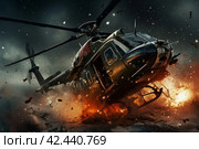 Alarming Helicopter crash war. Generate Ai. Стоковое AI-изображение, AI-художник Иван Рябоконь / Фотобанк Лори