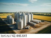 Grain silos view. Generate Ai. Стоковое AI-изображение, AI-художник Иван Рябоконь / Фотобанк Лори