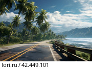 Coastal plank road beach. Generate Ai. Стоковое AI-изображение, AI-художник Иван Рябоконь / Фотобанк Лори
