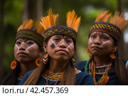 Amazonia tribe children latin. Generate Ai. Стоковое AI-изображение, AI-художник Иван Рябоконь / Фотобанк Лори
