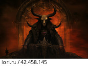 Baphomet red wall. Generate Ai. Стоковое AI-изображение, AI-художник Иван Рябоконь / Фотобанк Лори