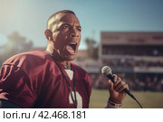 American football coach speech. Generate Ai. Стоковое AI-изображение, AI-художник Иван Рябоконь / Фотобанк Лори