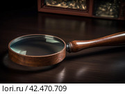 Magnifying glass wooden. Generate Ai. Стоковое AI-изображение, AI-художник Иван Рябоконь / Фотобанк Лори