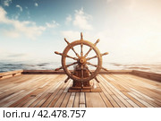 Steering ship wheel. Generate Ai. Стоковое AI-изображение, AI-художник Иван Рябоконь / Фотобанк Лори