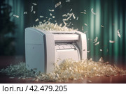 White paper shredder. Generate Ai. Стоковое AI-изображение, AI-художник Иван Рябоконь / Фотобанк Лори