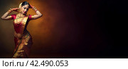 Bharatanatyam traditional Indian dance banner. Generate ai. Стоковое AI-изображение, AI-художник Иван Рябоконь / Фотобанк Лори
