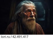 Old man with grey beard portrait. Generate ai. Стоковое AI-изображение, AI-художник Иван Рябоконь / Фотобанк Лори