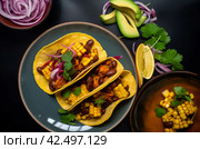Michelin pumpkin corn indian top view. Generate Ai. Стоковое AI-изображение, AI-художник Иван Рябоконь / Фотобанк Лори