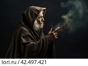 Old witcher smoke fantasy. Generate AI. Стоковое AI-изображение, AI-художник Иван Рябоконь / Фотобанк Лори