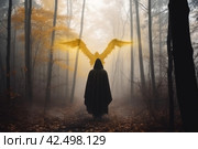 Dark angel walks through the forest. Generate ai. Стоковое AI-изображение, AI-художник Иван Рябоконь / Фотобанк Лори