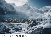 Mount everest base camp winter nature. Generate Ai. Стоковое AI-изображение, AI-художник Иван Рябоконь / Фотобанк Лори