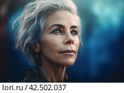 Mature woman vintage desaturated portrait. Generate ai. Стоковое AI-изображение, AI-художник Иван Рябоконь / Фотобанк Лори