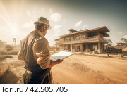 Inspector engineer evaluate construction. Generate ai. Стоковое AI-изображение, AI-художник Иван Рябоконь / Фотобанк Лори