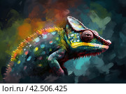 Chameleon multicolored abstract canvas. Generate ai. Стоковое AI-изображение, AI-художник Иван Рябоконь / Фотобанк Лори