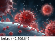 Microcosm virus microscopic particle. Generate ai. Стоковое AI-изображение, AI-художник Иван Рябоконь / Фотобанк Лори