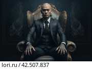 Triad brother in suit sitting in luxury armchair. Generate ai. Стоковое AI-изображение, AI-художник Иван Рябоконь / Фотобанк Лори