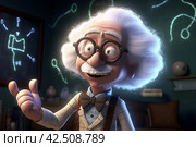 True senior genius explaining at schoolboard cartoon. Generate ai. Стоковое AI-изображение, AI-художник Иван Рябоконь / Фотобанк Лори