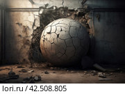 Wall wrecking ball destruction. Generate ai. Стоковое AI-изображение, AI-художник Иван Рябоконь / Фотобанк Лори