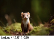 Young weasel in forest. Generate ai. Стоковое AI-изображение, AI-художник Иван Рябоконь / Фотобанк Лори