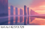 Serene Monoliths at Sunset. Стоковое AI-изображение, AI-художник Кирилл Черезов / Фотобанк Лори