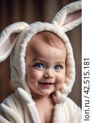 Малыш в костюме зайчика | Baby in a bunny costume. Стоковое AI-изображение, AI-художник Данил Рыбаков / Фотобанк Лори
