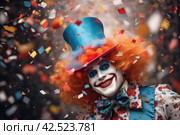 Clown hat confetti. Generate Ai. Стоковое AI-изображение, AI-художник Иван Рябоконь / Фотобанк Лори