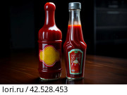 Tangy Glass bottle ketchup. Generate Ai. Стоковое AI-изображение, AI-художник Иван Рябоконь / Фотобанк Лори