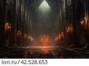 Monastic Cathedral interior old. Generate Ai. Стоковое AI-изображение, AI-художник Иван Рябоконь / Фотобанк Лори