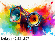 Resonant Loudspeaker colorful music. Generate Ai. Стоковое AI-изображение, AI-художник Иван Рябоконь / Фотобанк Лори