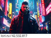 Tech-savvy Asian man cyberpank. Generate Ai. Стоковое AI-изображение, AI-художник Иван Рябоконь / Фотобанк Лори