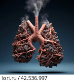 Darkened Lungs after smoking. Generate Ai. Стоковое AI-изображение, AI-художник Иван Рябоконь / Фотобанк Лори