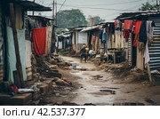 Resilient people living in poverty background. Generate ai. Стоковое AI-изображение, AI-художник Иван Рябоконь / Фотобанк Лори