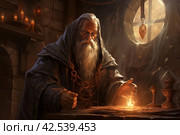 Clandestine Mage old man fantasy dungeon. Generate Ai. Стоковое AI-изображение, AI-художник Иван Рябоконь / Фотобанк Лори