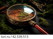 Detailed Magnifying glass wooden. Generate Ai. Стоковое AI-изображение, AI-художник Иван Рябоконь / Фотобанк Лори